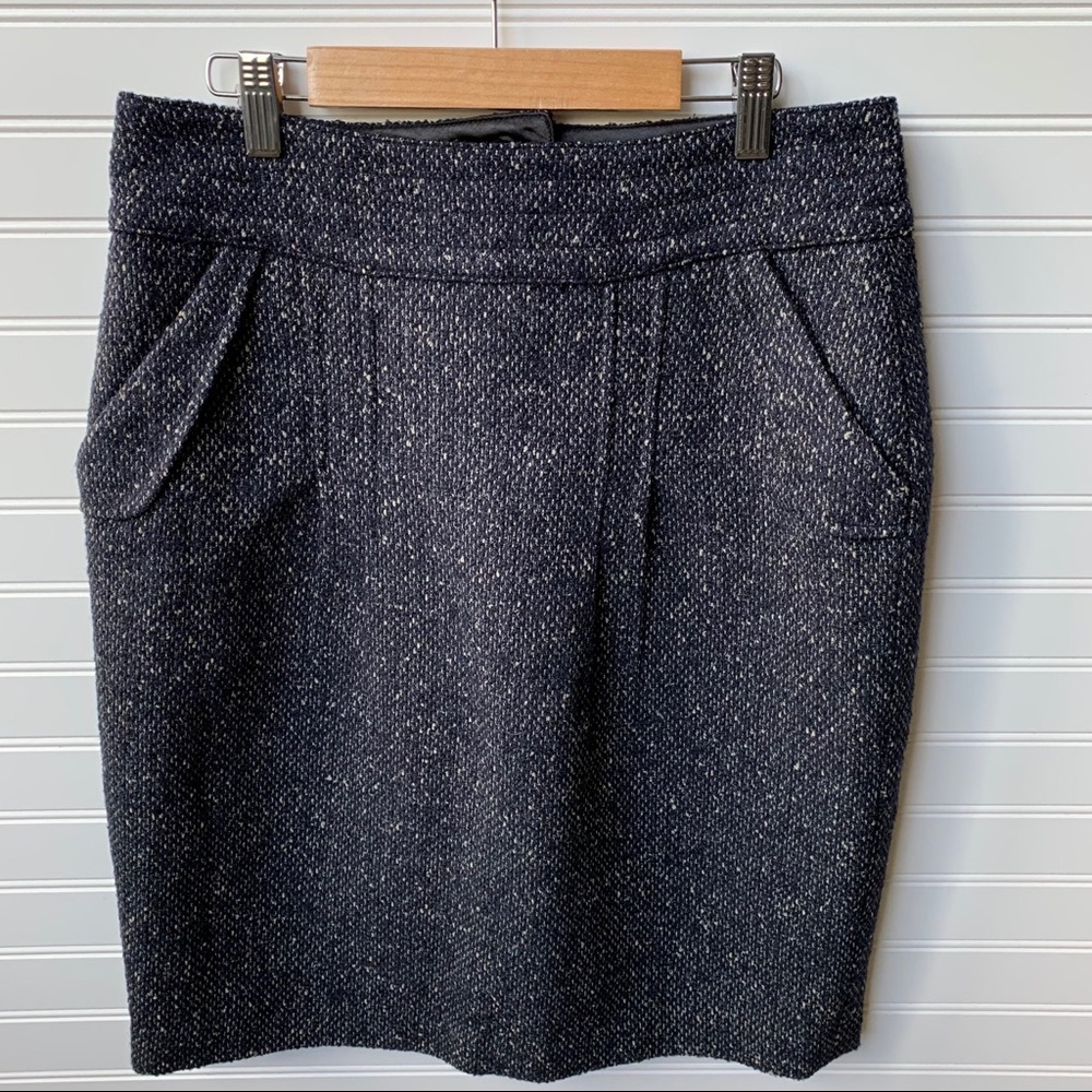CAbi Blair Straight Wool Tweed Skirt Lined #738 Zipper